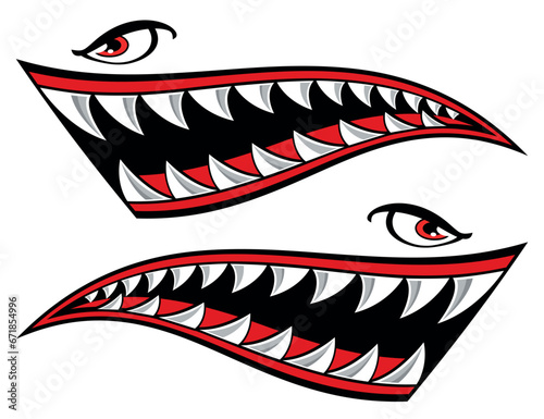 Shark Teeth Mouth Sticker Kayak Boat Car Truck Funny Decal Automobiles & Motorcycles Decal.