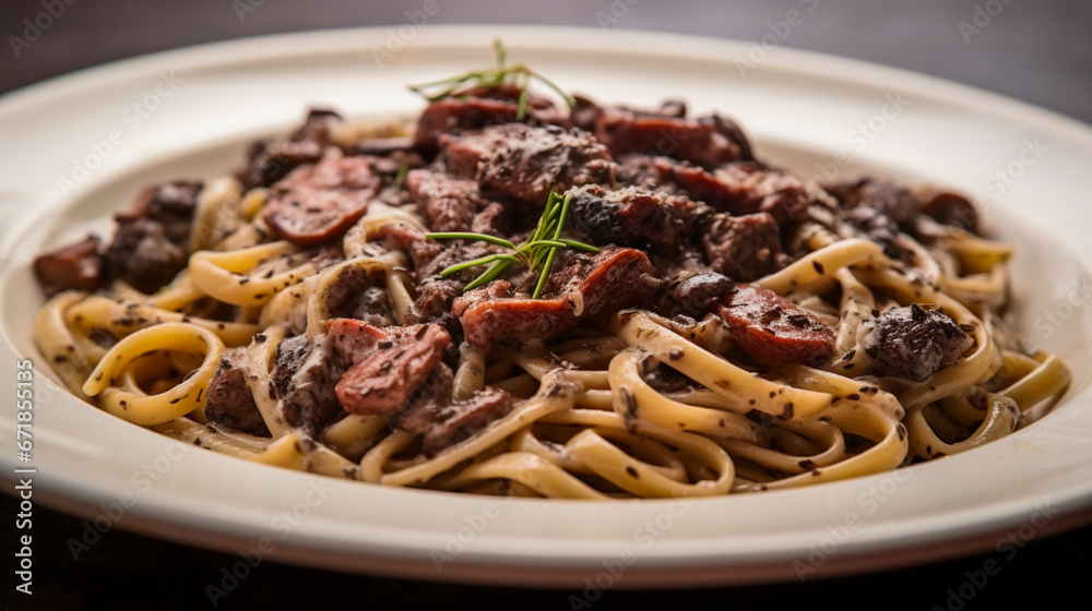 A sumptuous truffle-infused pasta dish. A sumptuous truffle-infused pasta dish.