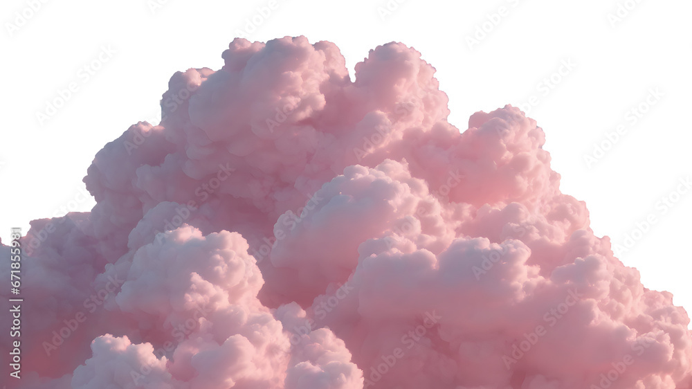 pink fluffy clouds in the sky, Romantic pink sky, illustration with a transparent background