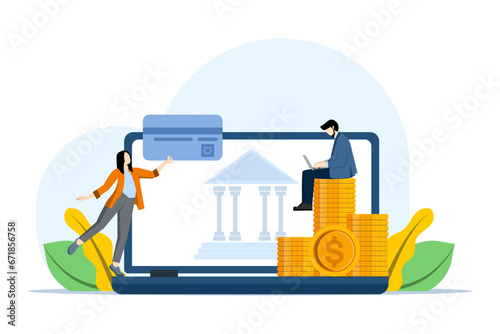 Mobile banking concept, online payment, online mobile banking. electronic bill payment. transaction security. payment card, e-wallet, e-commerce, transaction, purchase, vector illustration.