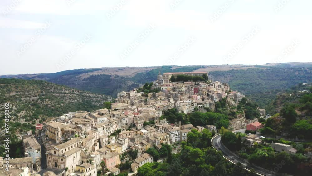 Aerial view of the old baroque town of Ragusa Ibla, Sicily, Italy. Ancient city. Aerial view of the old baroque town of Ragusa Ibla, Sicily, Italy. Ancient city.