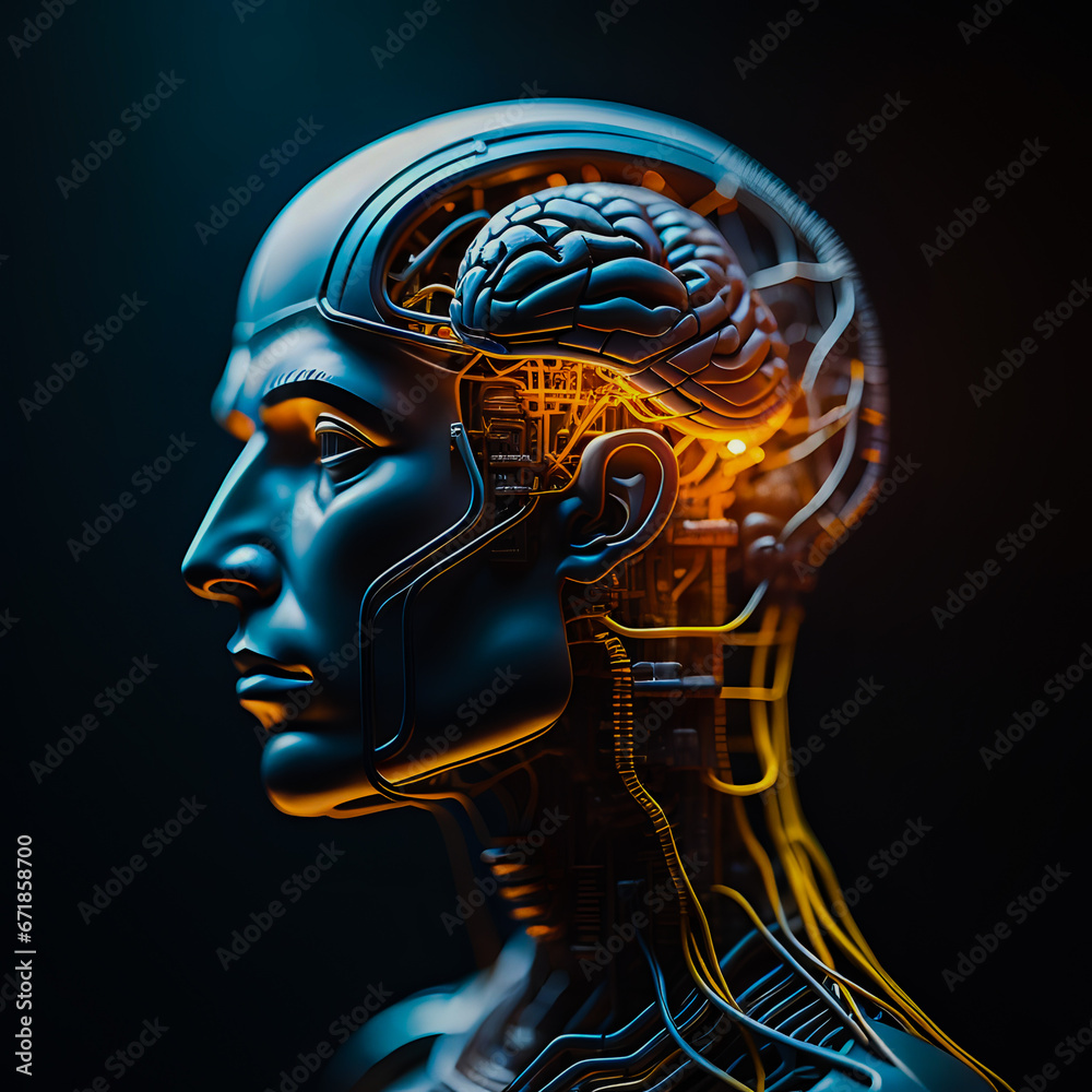 Portrait of an AI astronaut, an intricate brain connected to a computer, a processor with a human brain, a brain interface, bio-mechanical intelligence. Portrait of an AI astronaut, an intricate brain connected to a computer, a processor with a human brain, a brain interface, bio-mechanical intelligence.