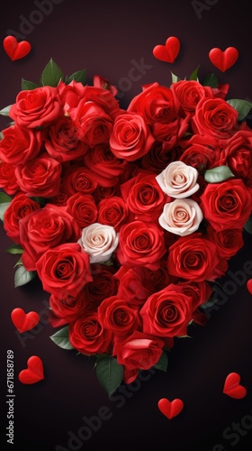 Heart shaped rose bouquet. valentine s day