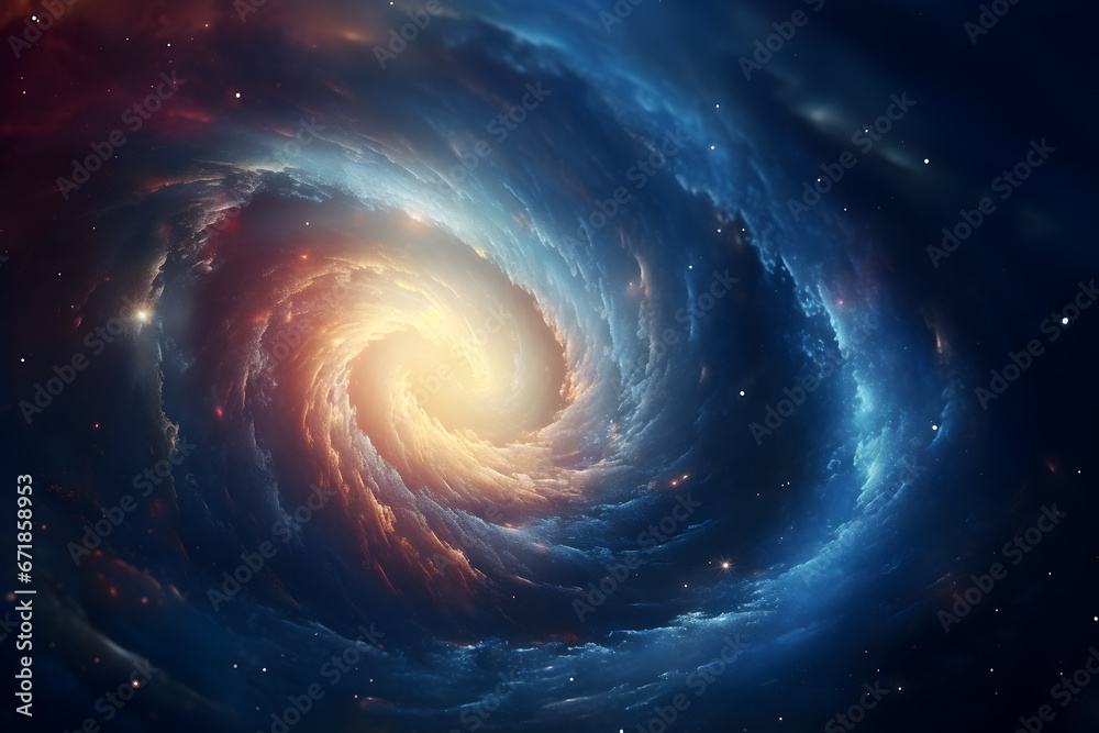 Outer Space nebula and far away swirl galaxy Outer Space nebula and far away swirl galaxy