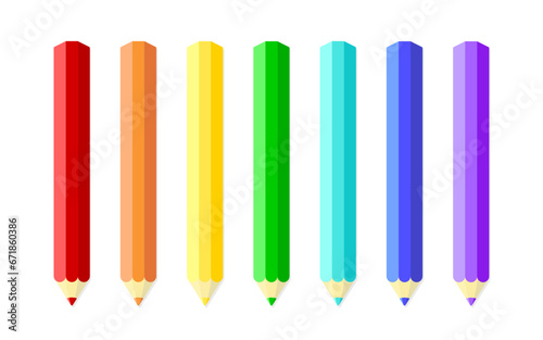 Color pencils vector clip art. Stylized colorful crayons on white background. photo