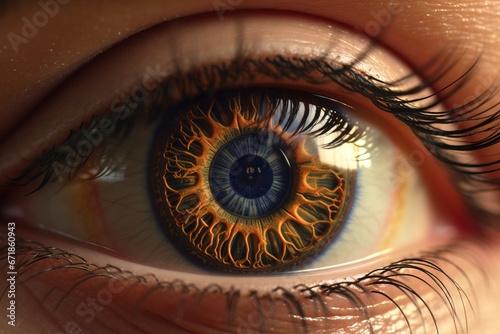 Macro closeup of beautiful female iris and cornea using generative AI