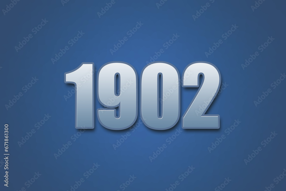 Year 1902 numeric typography text design on gradient color background. 1902 calendar year design.