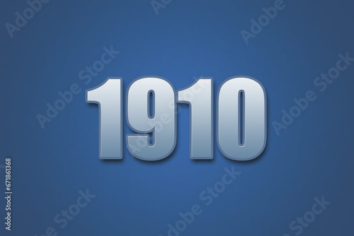 Year 1910 numeric typography text design on gradient color background. 1910 calendar year design.