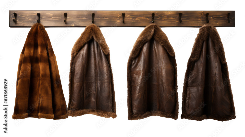 coat rack with hanging clothes isolated on background - obrazy, fototapety, plakaty 