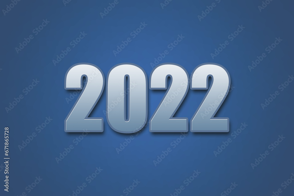 Year 2022 numeric typography text design on gradient color background. 2022 calendar year design.
