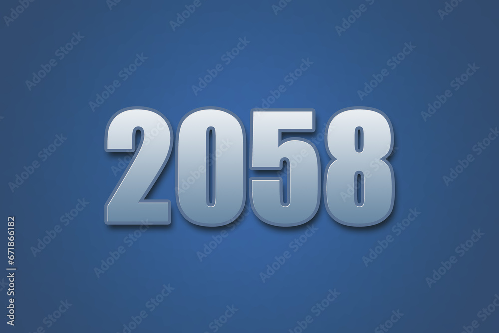 Year 2058 numeric typography text design on gradient color background. 2058 calendar year design. Year 2058 numeric typography text design on gradient color background. 2058 calendar year design.