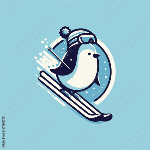 Skiing Penguin Vector Art. Generative ai