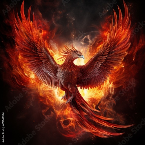 Amazing phoenix magical phoenix mythology red photography image AI generated art