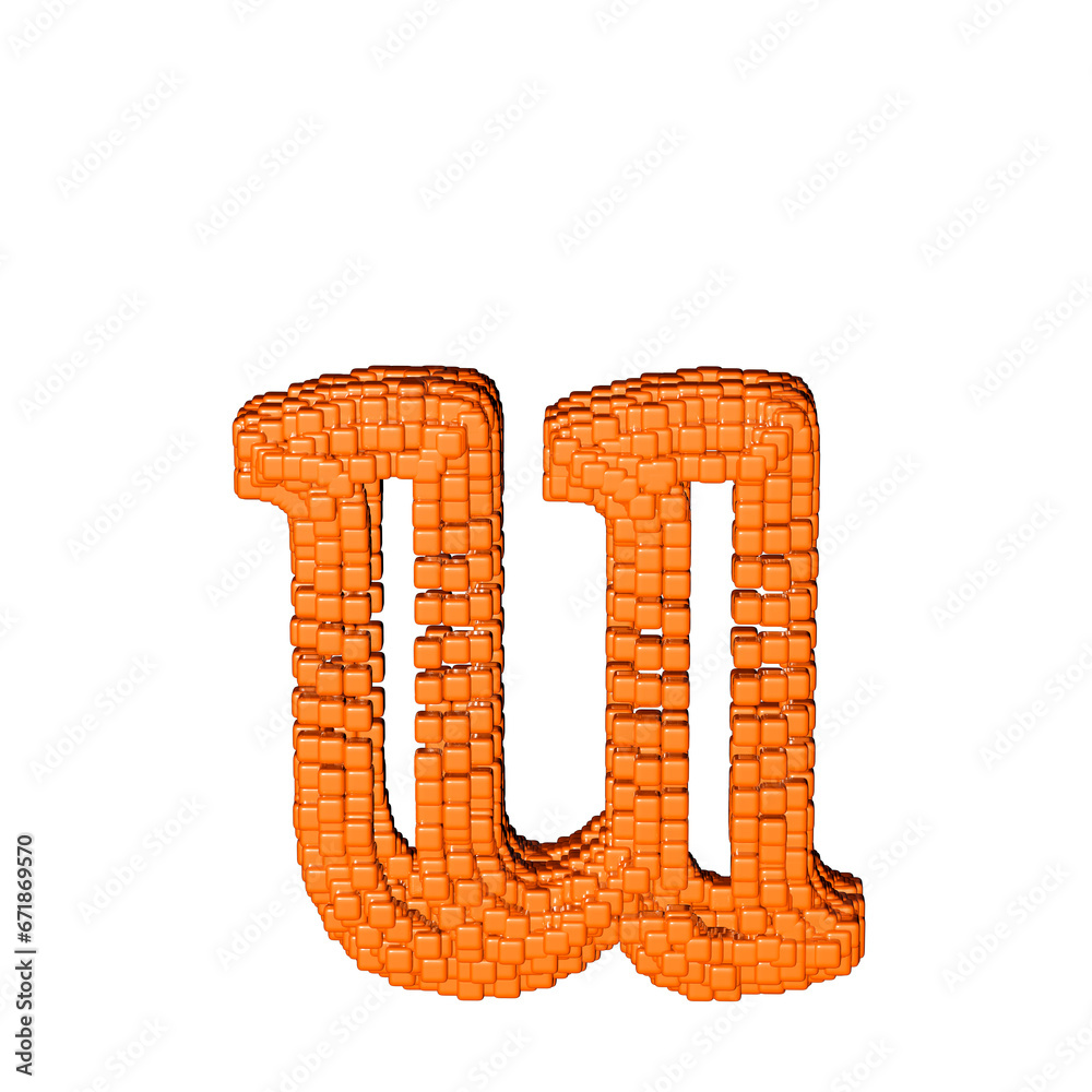 Symbol made of redheaded cubes. letter u