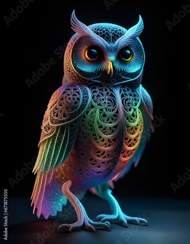 Majestic Rainbow filigree owl!