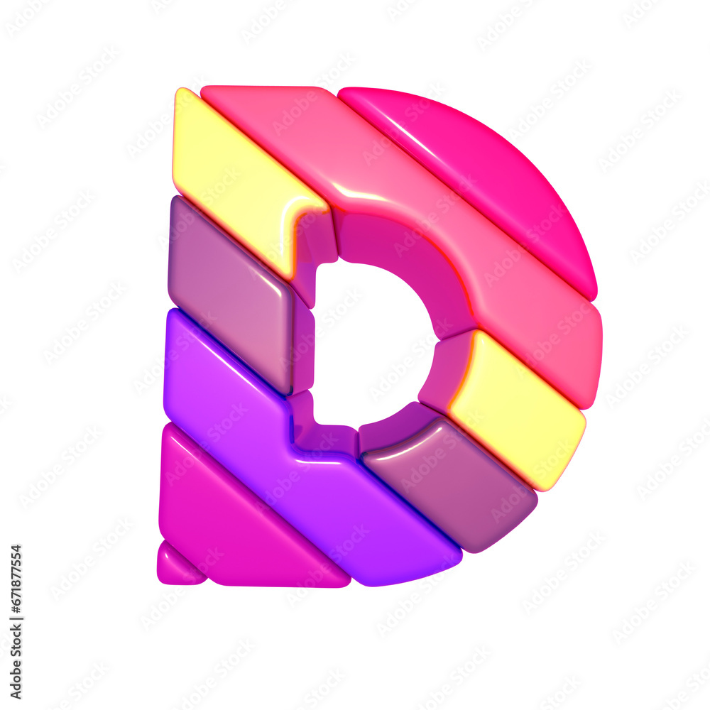 Symbol made of colored diagonal blocks. letter d Symbol made of colored diagonal blocks. letter d