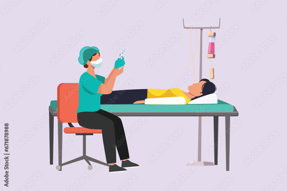 Medical examination at clinic. Medical concept. Colored flat vector illustration isolated.