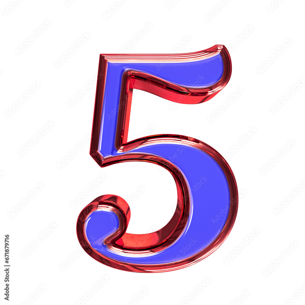 Blue symbol in a red frame. number 5 Blue symbol in a red frame. number 5
