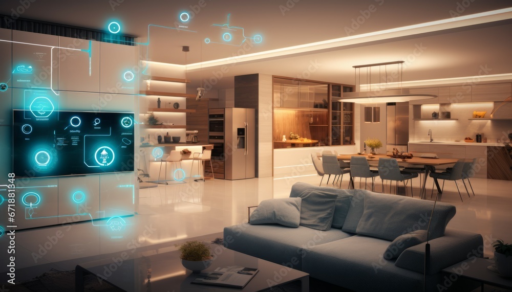 Smart house concept. Internet of Things Concept. Smart home dashboard ...