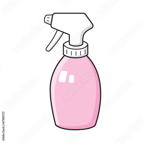 Pink spray bottle isolated vector illustration