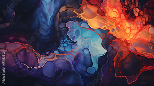 vibrant intensity of abstract fluid art