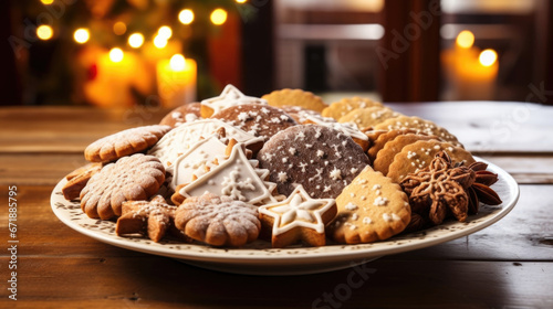 A plate of warm, ery Bredele cookies in various shapes, sizes, and flavors, representing the timehonored Christmas baking tradition in the Alsace region of France.