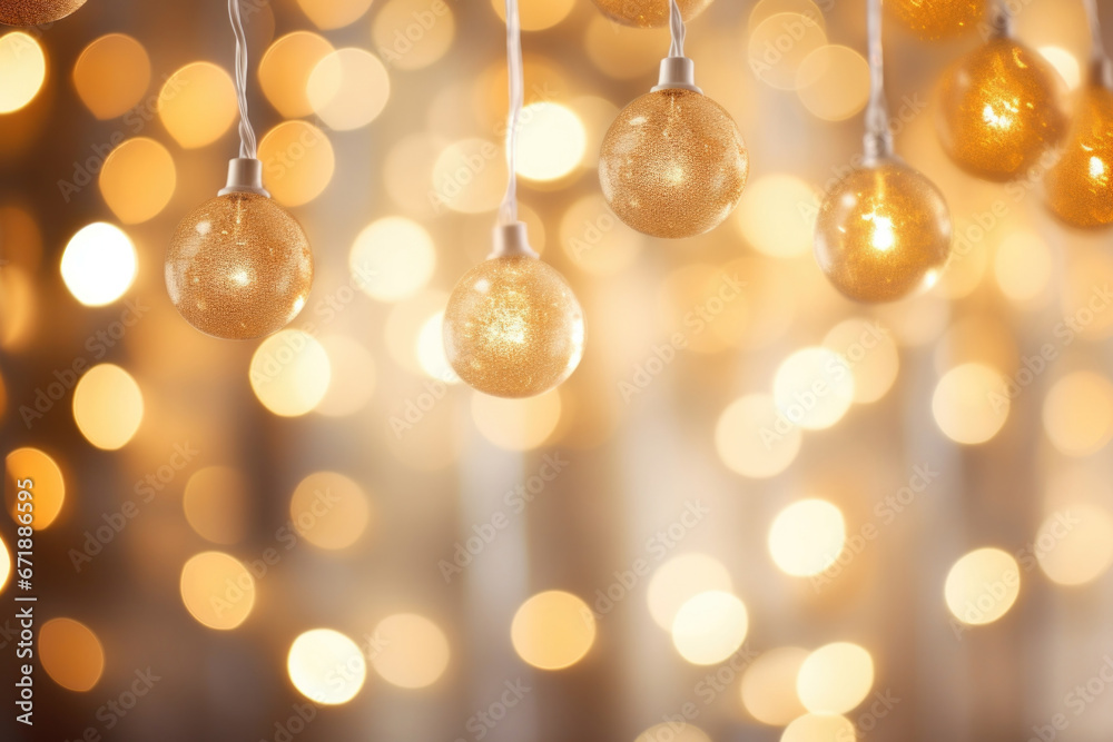 A string of warm white bulbs suspended from the ceiling, creating a dreamy and ethereal atmosphere. A string of warm white bulbs suspended from the ceiling, creating a dreamy and ethereal atmosphere.