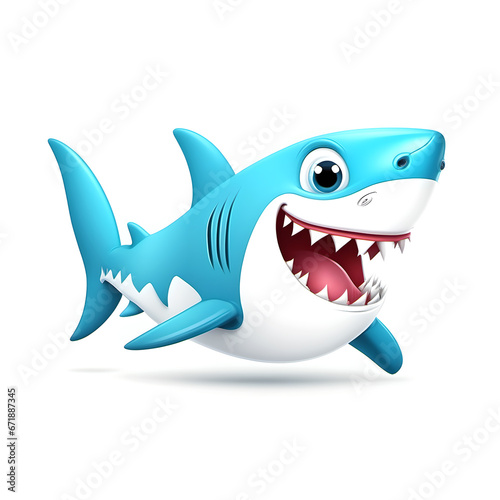 Cute Shark  Cartoon Animal Toy Character  Isolated On White Background