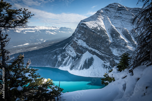 Winter lake in Canadian Rockies
