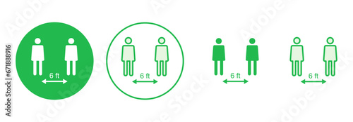 Social distance icon set. social distancing icon. self quarantine sign
