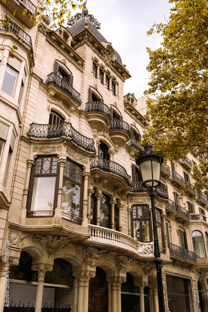 Architectural Details of One of the major avenues in Barcelona Passage de Gracia