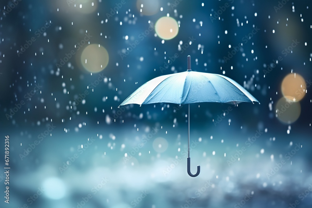 An umbrella in the rain