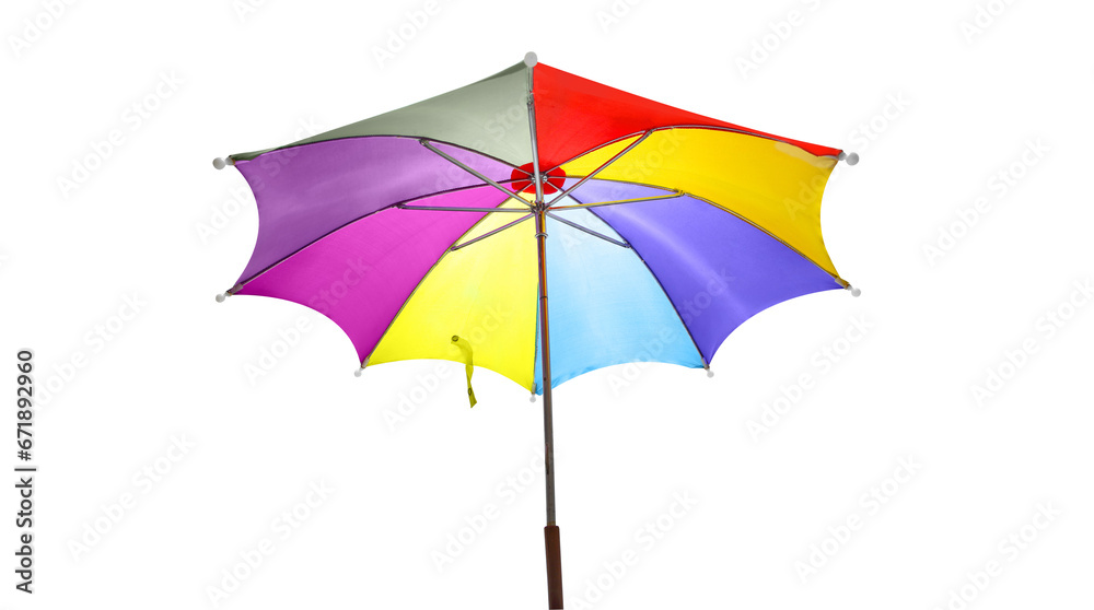 colorful open umbrella on cut out background