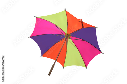 colorful open umbrella on cut out background