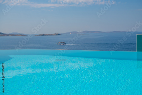 Infinity swimming pool in the villa   Mykonos  Greece