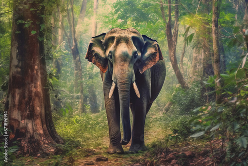 Elephant standing - Thailand. Full-length image of an Asian elephant standing