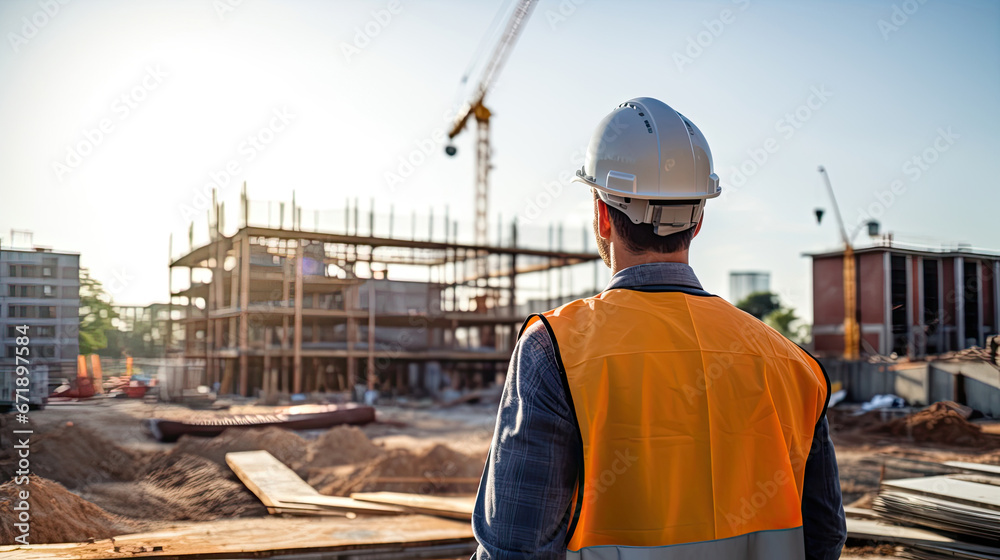 Engineer working on building site Engineer working on building site