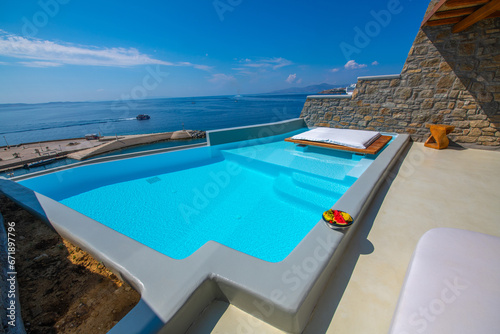 Pool view at Mykonos Island, Greece