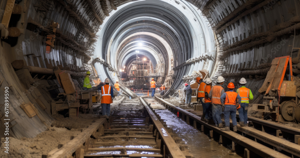 Inside the tunnel for Metro during construction Inside the tunnel for Metro during construction