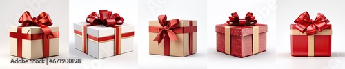 Elegant Gift Boxes with Lustrous Red Ribbon Bow photo