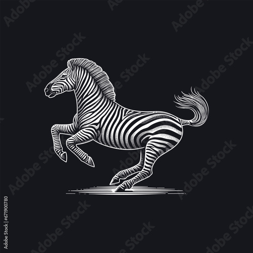 Jogging Zebra Vector Art. Generative ai