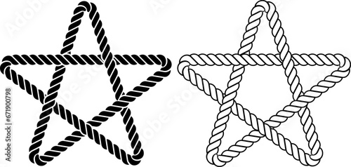 outline silhouette pentagram star rope sign