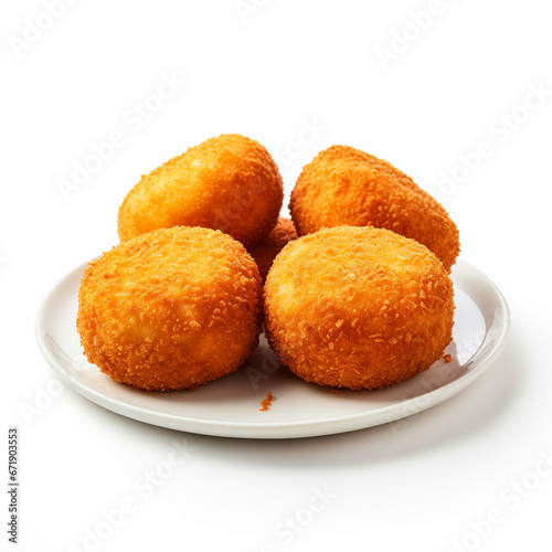 Croquetas on a white background, AI Generative. © Miry Haval