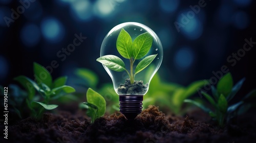 light bulb with CSR Corporate Social Responsibility  CSR and Sustainability Responsible Office  plant  green  idea  energy  environment  concept  electricity