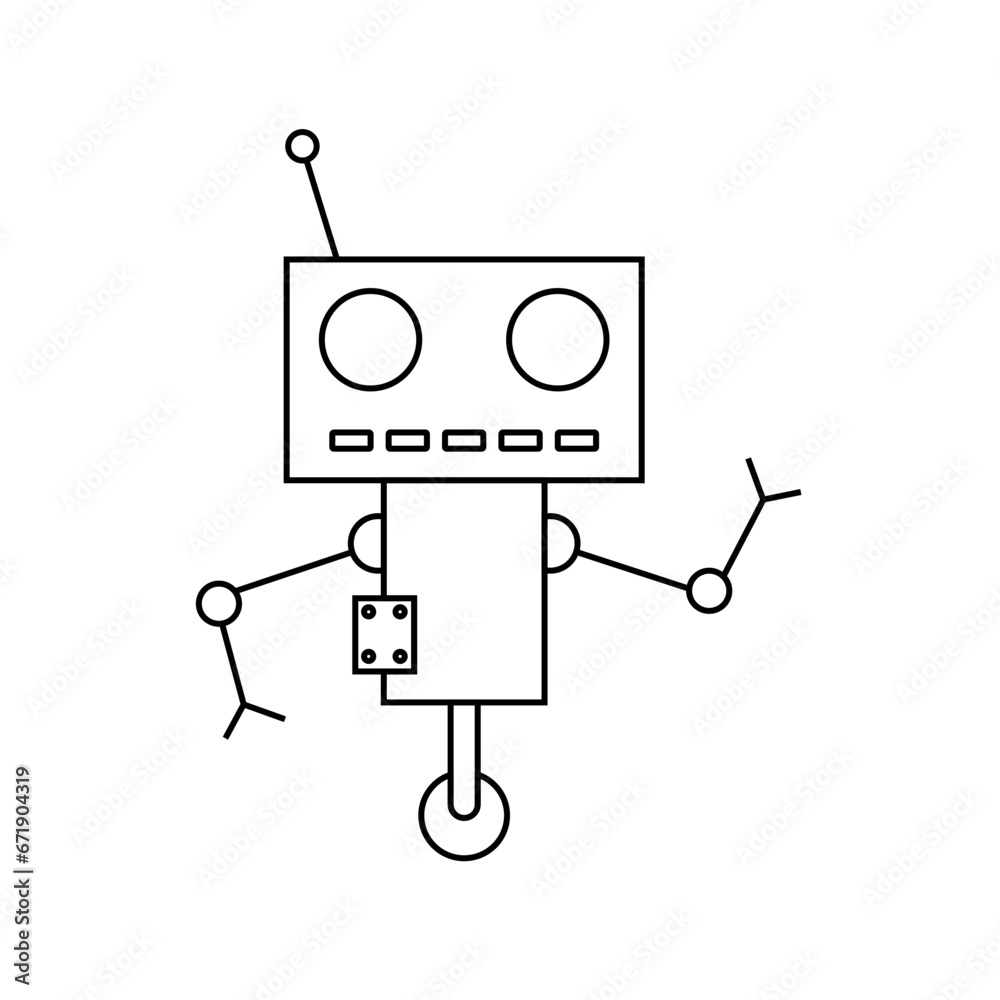 Flat Lines Robot Character Vector Illustration Flat Lines Robot Character Vector Illustration