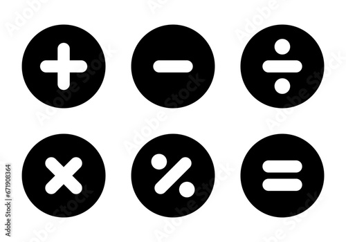 Basic mathematical calculation symbol icon vector in flat style