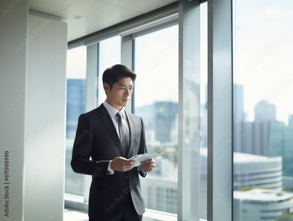 Fototapeta premium タブレットで仕事をする男性
