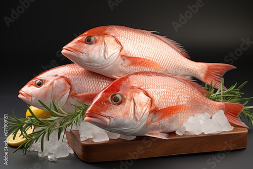 photo product of three fresh fish isolated transparent background generative ai