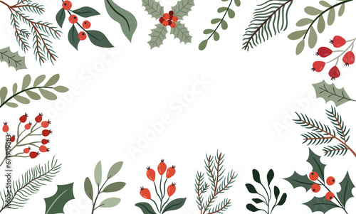 Vector winter background with plants