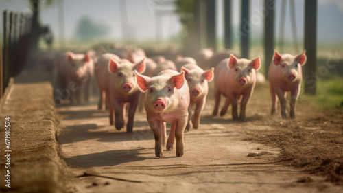 Pigs in pig farm.generative ai photo